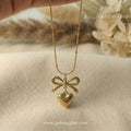 Puffy Heart & Ribbon Pendant